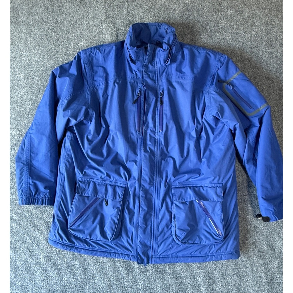 Lands End Mens XL Blue‎ Squall Jacket Quilted Lined Full Zip Parka Coat